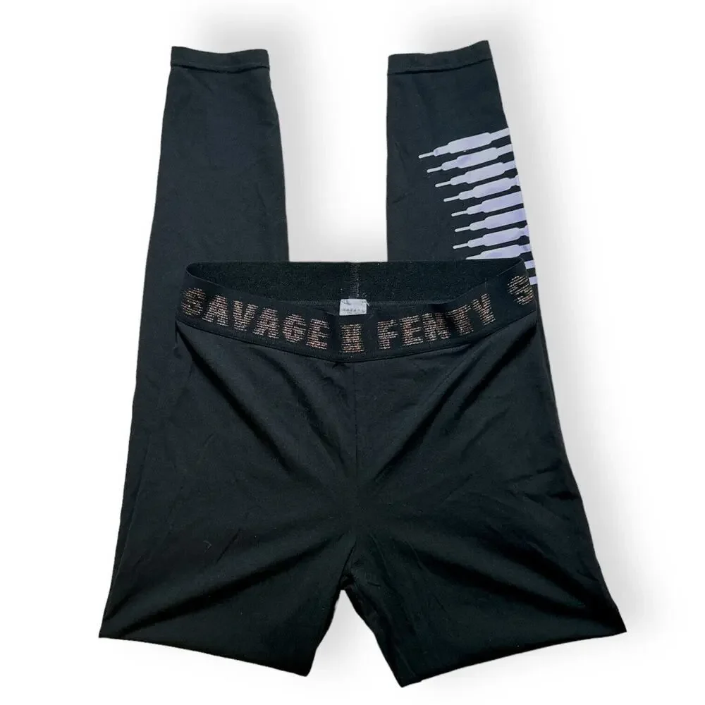 SAVAGE X FENTY RIHANNA Black Leggings Sparkle Lounge Stretch Shimmer Small